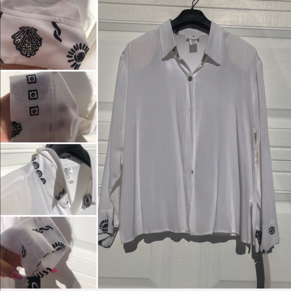 NWT Beachy White Casual Button Down Shirt